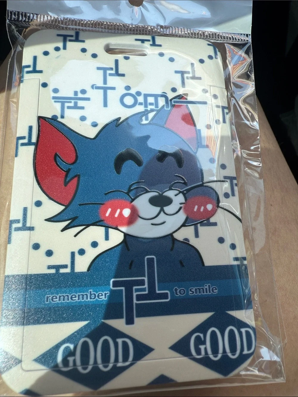Light Blue Cartoon Card Holder with Lanyard